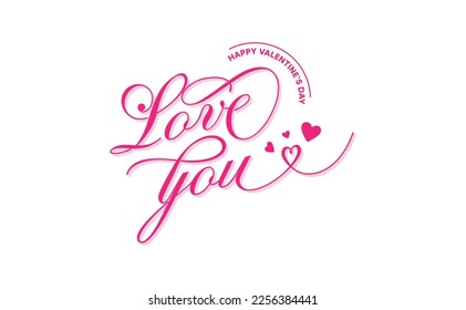 Lettering typography Valentine's day concept. Hand drawn text for Valentine greeting card. Vector illustration 