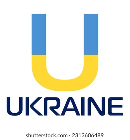 Lettering Ukraine in yellow and blue colors