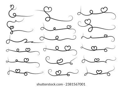 Lettering underline curly swoosh text elements, Typography font curve tail Highlight vector, Text Tails Swooshes Baseball Sign, calligraphy swish wavy decorative swirls, Swirl Lines tail ornaments