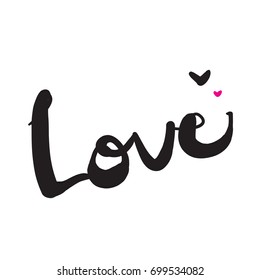 Lettering a unique love logo in black and pink