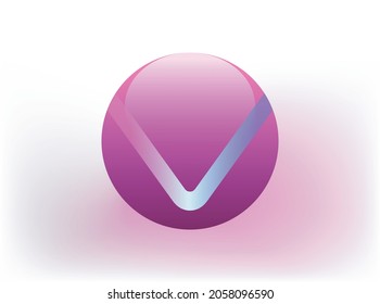 lettering V logo design brand, purple ball and magical concepts