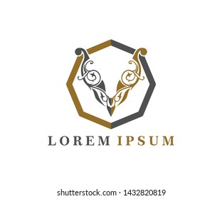 Lettering V logo design, vector illustration