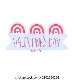 Leyendo ilustración vectorial del Día de San Valentín y del arco iris boho. Diseño romántico para postales, afiche. Aislado sobre fondo blanco.

