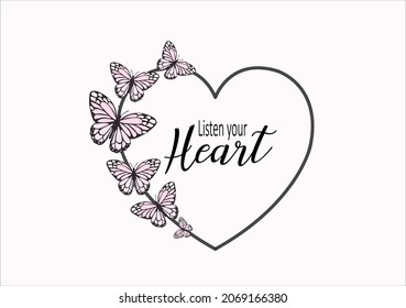 lettering vector art design hand drawn butterfly