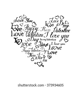 Lettering vector heart. Labels for Valentine's day