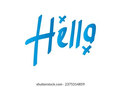 Lettering vector hello blue color isolated white background.