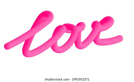 Lettering vector illustration for poster. LOVE. 3D print