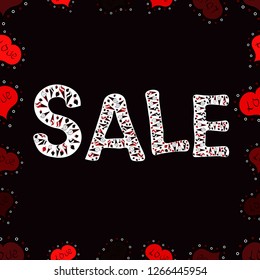 Lettering. Vector illustration. Lettering. Illustration in white, red and black colors. Sale banner layout design. Seamless.