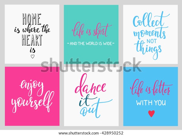 Lettering Vector Postcard Quotes Set Cute Stock Vector (Royalty Free ...