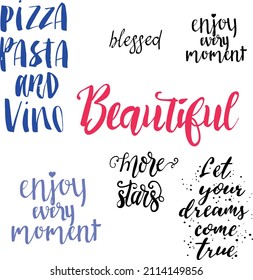 Lettering vector set of fun text for using on paper and fabric units
