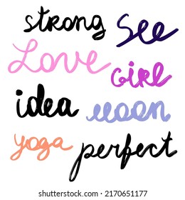 Lettering  vector set with individual words.