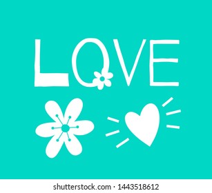 Lettering vector text with flower and heart