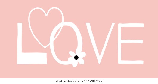 Lettering vector text with flower and heart