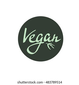 Lettering Vegan. Vector illustrated bio detox logo.