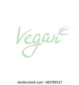 Lettering Vegan. Vector illustrated bio detox logo.
