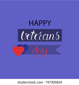 Lettering Veterans Day. Honoring all who served. Stars
