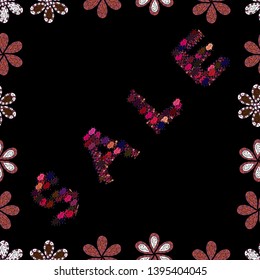 Lettering. Vintage design. Seamless. Vector illustration. Picture in black, pink and purple colors. Summer Sale banner.