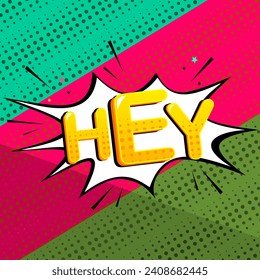 Lettering vintage hey logo template illustration. Cartoon exclusive font label tag expression