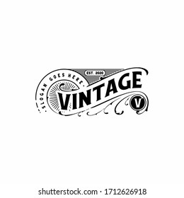 Modèle de création de logo de Lettering Vintage Retro Hipster, logo parfait pour le restaurant, le café, le barbier, la compagnie de vêtements et d'autres industries.