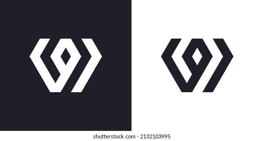 lettering W monogram design logo black and white