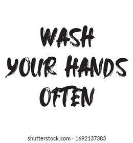 Lettering WashYour Hands Often on white background. Illustration perfect for banners, card or poster.