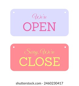 Lettering we are open closed for a door sign
