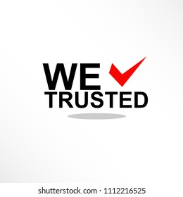 Lettering we trusted icon logo with red verified