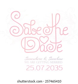 ?artoon lettering wedding invitation. Vector illustration