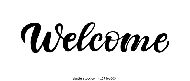 Lettering Welcome isolated on white background.