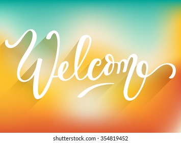 Lettering Welcome On Colorful Background : Vector Illustration