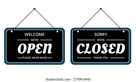 Lettering we're open closed for a door sign