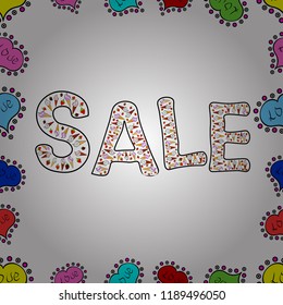 Lettering. Lettering in white, black and blue colors. Vector illustration. Sale banner template. Seamless.