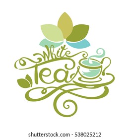Letras - Té blanco - bueno para la etiqueta, logotipo, decoración de menú.