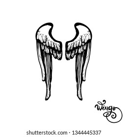 lettering wings logo print vector angel  texture pattern  drawing  tattoo