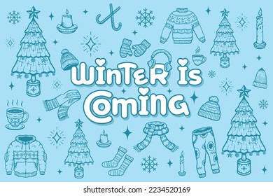 Lettering Winter is Coming Vector, Illustration, Calligraphy Design, Usable for Poster, Banners, Postcards, Wallpaper, Gifts etc