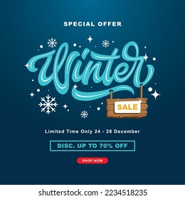 Lettering Winter Sale Vector, Illustration, Calligraphy Design, Usable for Poster, Banners, Postcards, Wallpaper, Gifts etc