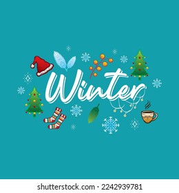 Lettering Winter Vector, Illustration, Calligraphy Design, Usable for Poster, Banners, Postcards, Wallpaper, Gifts etc