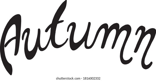 Lettering - word Autumn. Black text on white background. Vector image made after hand drawn letters on paper.