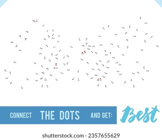 Lettering Word Best by dot to dot for children and adults. Numbers game for postcards, congratulations and activity books
