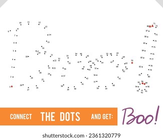 Lettering Word Boo by dot to dot for children and adults. Numbers game for postcards, congratulations and activity books