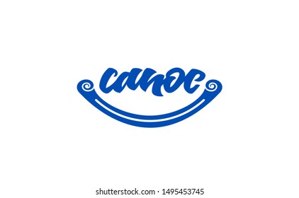 Lettering word Canoe. Vector graphic