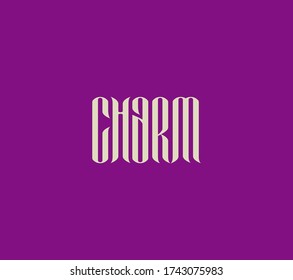 Lettering word "Charm". Elegant isolated modern calligraphy. Typography banner on pink background. For cards, invitations and prints.