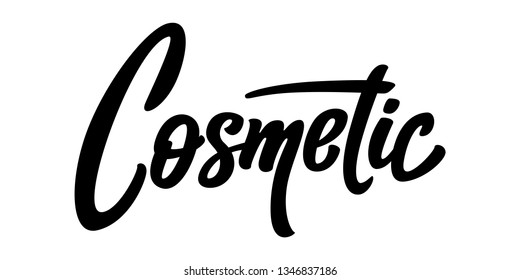 Lettering the word Cosmetics on a white background