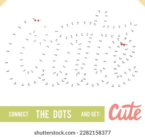 Lettering Word Cute by dot to dot for children and adults. Numbers game for postcards, congratulations and activity books