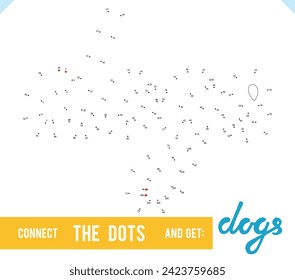 Lettering Word Dog by dot to dot for children and adults. Numbers game for postcards, congratulations and activity books