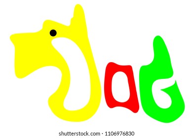 Lettering word DOG in a dog silhouette, ESP 10 vector illustration