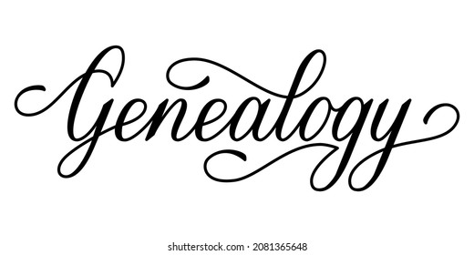  Lettering Word Genealogy. Vector Illustration