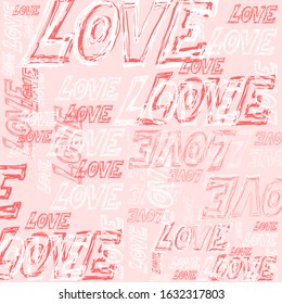 Lettering, the word love. Designed for poisoning, the word is drawn by hand. It can be used in design, on postcards, banners, as a wallpaper. Background