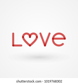 Lettering with the word "Love". Flat design, vector illustration
