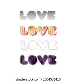 lettering word Love for Valentines Day on white background-vector